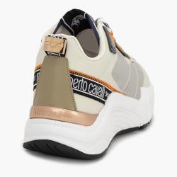 Pre Owned Roberto Cavalli Beige Nylon/Leather Halvin Mix Sneakers Size EU 41