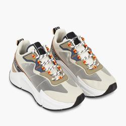 Pre Owned Roberto Cavalli Beige Nylon/Leather Halvin Mix Sneakers Size EU 41