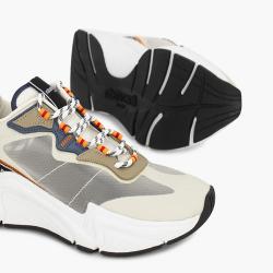 Pre Owned Roberto Cavalli Beige Nylon/Leather Halvin Mix Sneakers Size EU 41