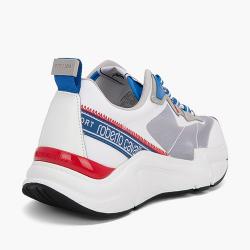 Pre Owned Roberto Cavalli White Nylon/Leather Halvin Transparent Panels Sneakers Size EU 40