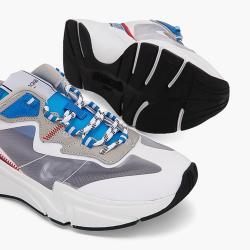 Pre Owned Roberto Cavalli White Nylon/Leather Halvin Transparent Panels Sneakers Size EU 41