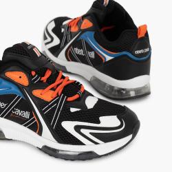 Pre Owned Roberto Cavalli Black Colourblock Leather Sneakers Size EU 40