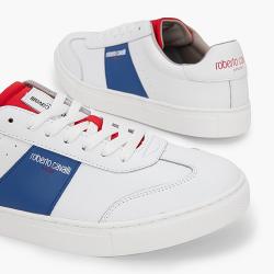 Pre Owned Roberto Cavalli White Spacestar Leather Sneakers Size EU 41