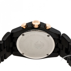 Pre Owned Roberto Cavalli Black PVD Coated Stainless Steel Diamond Time R7253616045 Chronograph Men's Wristwatch 41 mm