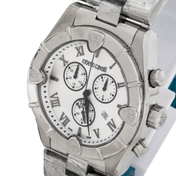 Roberto Cavalli Silver Stainless Steel Diamond Time R7253616015 Chronograph Men's Wristwatch 45.50 mm