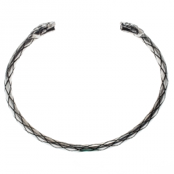 Pre Owned Roberto Cavalli Engraved Silver Tone Narrow Serpenti Bracelet