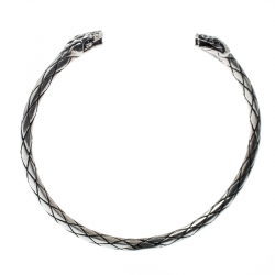 Pre Owned Roberto Cavalli Engraved Silver Tone Narrow Serpenti Bracelet