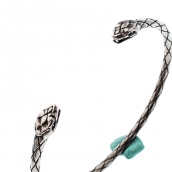 Pre Owned Roberto Cavalli Engraved Silver Tone Narrow Serpenti Bracelet