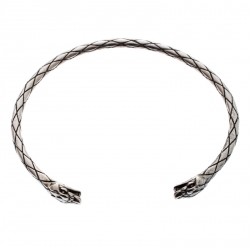 Pre Owned Roberto Cavalli Engraved Silver Tone Narrow Serpenti Bracelet