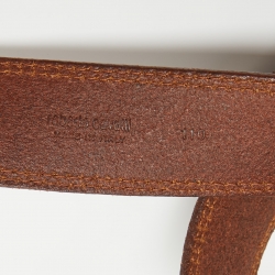 Pre Owned Roberto Cavalli Brown Leather RC Metal Buckle Belt 110CM