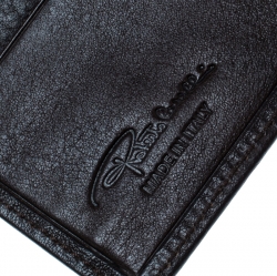 Roberto Cavalli Brown Leopard Print Canvas and Leather Card Case