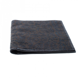 Roberto Cavalli Brown Leopard Print Canvas and Leather Card Case