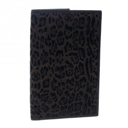 Roberto Cavalli Brown Leopard Print Canvas and Leather Card Case