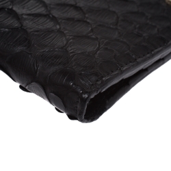 Roberto Cavalli Black Python Leather Bifold Wallet