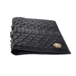 Roberto Cavalli Black Python Leather Bifold Wallet