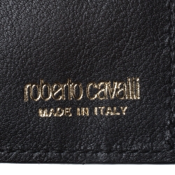 Roberto Cavalli Black Python Leather Bifold Wallet