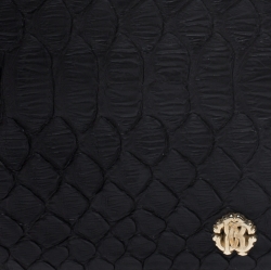Roberto Cavalli Black Python Leather Bifold Wallet