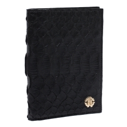 Roberto Cavalli Black Python Leather Bifold Wallet