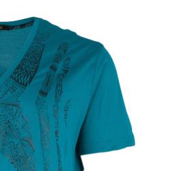 مملوكة مسبقًا Roberto Cavalli Turquoise Abstract Print Men's T-Shirt XXL