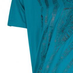 مملوكة مسبقًا Roberto Cavalli Turquoise Abstract Print Men's T-Shirt XXL