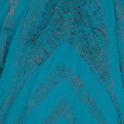 مملوكة مسبقًا Roberto Cavalli Turquoise Abstract Print Men's T-Shirt XXL