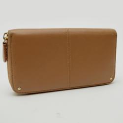 Pre Owned Roberto Cavalli Beige Leather Zip Around Wallet