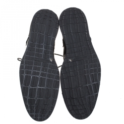 Pre Owned Roberto Cavalli Black Brogue Leather Studded Lace Up Ankle Boots Size 43