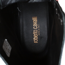 Pre Owned Roberto Cavalli Black Brogue Leather Studded Lace Up Ankle Boots Size 43