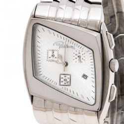Pre Owned Roberto Cavalli Silver Stainless Steel Kite Chronograph R7253975015 Men's Wristwatch 38 mm