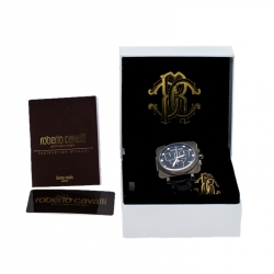 Pre Owned Roberto Cavalli Black PVD Coated Stainless Steel Bohemienne Men's Wristwatch 40 mm