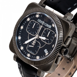 Pre Owned Roberto Cavalli Black PVD Coated Stainless Steel Bohemienne Men's Wristwatch 40 mm