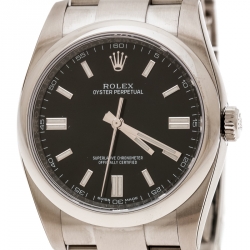Pre Owned Rolex Black Stainless Steel Oyster Perpetual 36 116000 Men's Wristwatch 36 mm