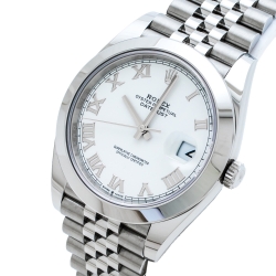 Pre Owned Rolex White Stainless Steel Datejust M126300-0016 Men's Wristwatch 41 mm
