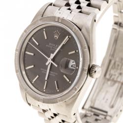 Pre Owned Rolex Grey Stainless Steel Oyster Perpetual Date 15010 Men's Wristwatch 34 mm