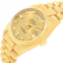 Pre Owned Rolex Champagne 18K Yellow Gold President Day-Date Men's Wristwatch 36MM