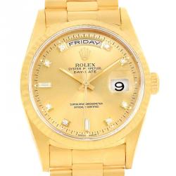 Pre Owned Rolex Champagne 18K Yellow Gold President Day-Date Men's Wristwatch 36MM