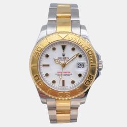 مملوكة مسبقًا Rolex Yacht-Master 168623 White Stainless Steel Automatic Men Wristwatch 35mm