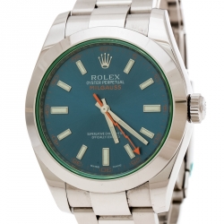 Pre Owned Rolex Blue Stainless Steel Milgauss 11600GW Men's Wristwatch 40 mm