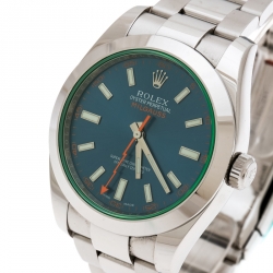 Pre Owned Rolex Blue Stainless Steel Milgauss 11600GW Men's Wristwatch 40 mm
