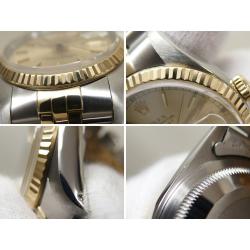 مملوكة مسبقًا Rolex Champagne 18K Yellow Gold and Stainless Steel Datejust Men's Wristwatch 35MM