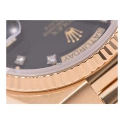 Rolex Black 18K Yellow Gold Oysterquartz Day-Date Men's Wristwatch 34MM