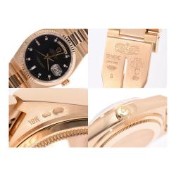 Rolex Black 18K Yellow Gold Oysterquartz Day-Date Men's Wristwatch 34MM
