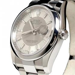 Pre Owned  ساعة يد رجالية رولكس دايت جست ستانلس ستيل فضة 36 مم