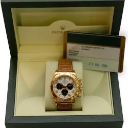 Pre Owned Rolex White 18K Yellow Gold Cosmograph Daytona Men's Wristwatch 40MM