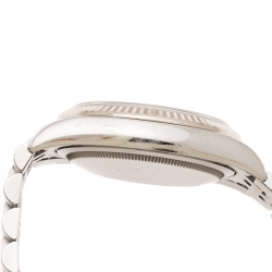 Pre Owned Rolex Dark Mother of Pearl 18K White Gold and Stainless Steel Diamonds Datejust 116234 Men's Wristwatch 36 mm