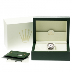 Pre Owned Rolex Dark Mother of Pearl 18K White Gold and Stainless Steel Diamonds Datejust 116234 Men's Wristwatch 36 mm