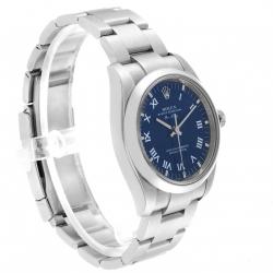 Pre Owned Rolex Blue Stainless Steel Air King 114200 Men's Wristwatch 34MM