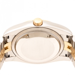 Pre Owned Rolex Silver White 18K Yellow Gold Stainless Steel Oyster Perpetual Datejust 116233 Men's Wristwatch 36 mm