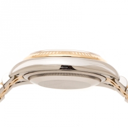 Pre Owned Rolex Silver White 18K Yellow Gold Stainless Steel Oyster Perpetual Datejust 116233 Men's Wristwatch 36 mm