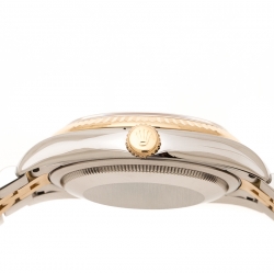 Pre Owned Rolex Silver White 18K Yellow Gold Stainless Steel Oyster Perpetual Datejust 116233 Men's Wristwatch 36 mm